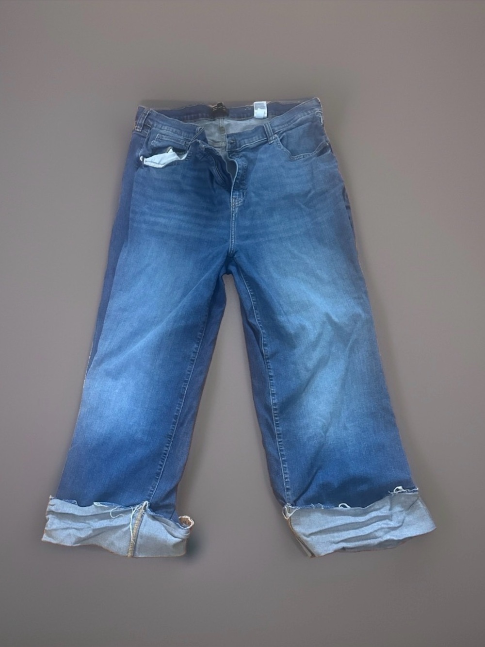 Banana Republic Frayed Cuffed Wide Leg High Rise Jeans Sz 20